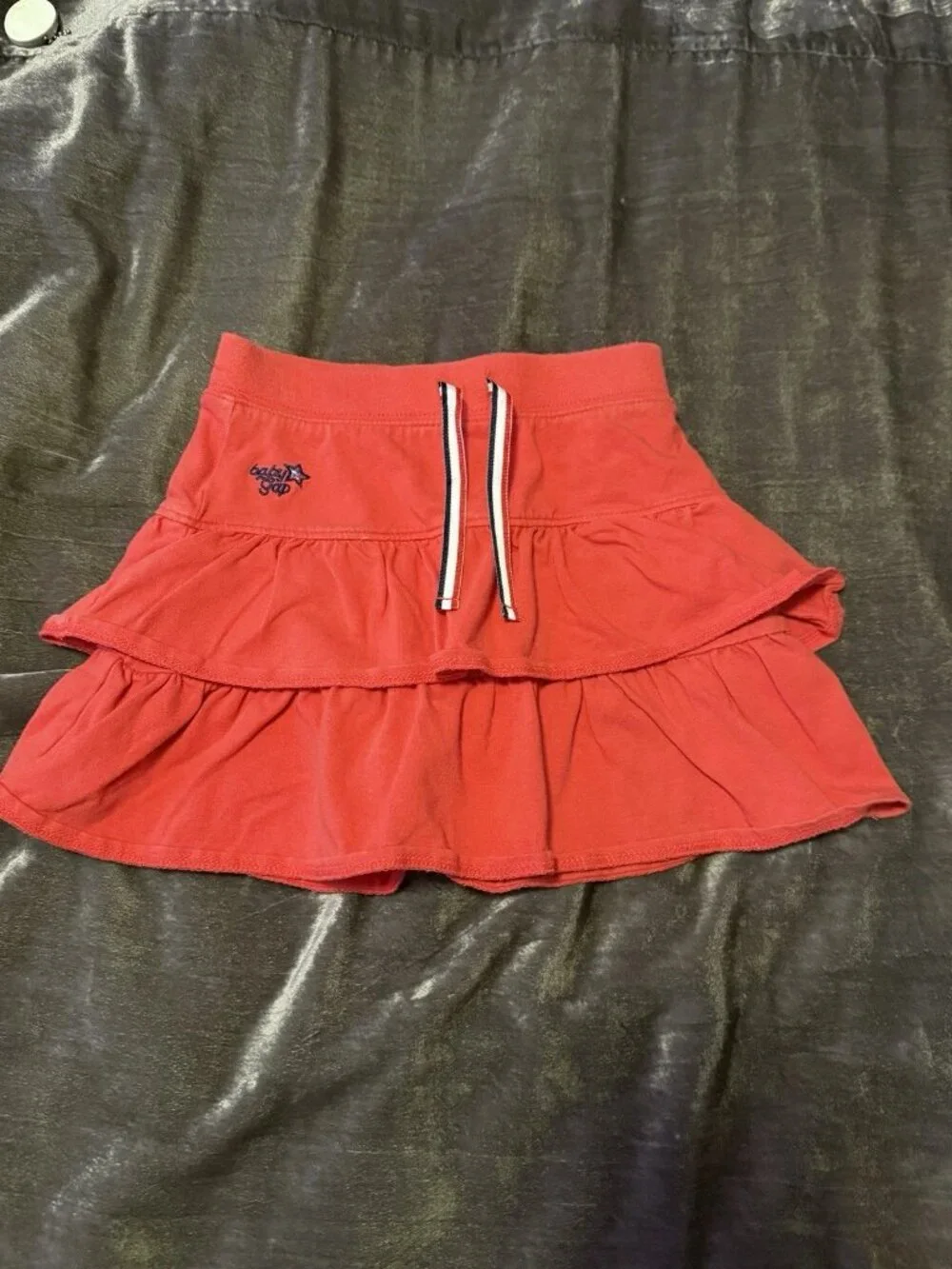 Vintage Y2K Baby Gap Red Tiered Layered Skirt Size 3T Red White Blue Ribbon